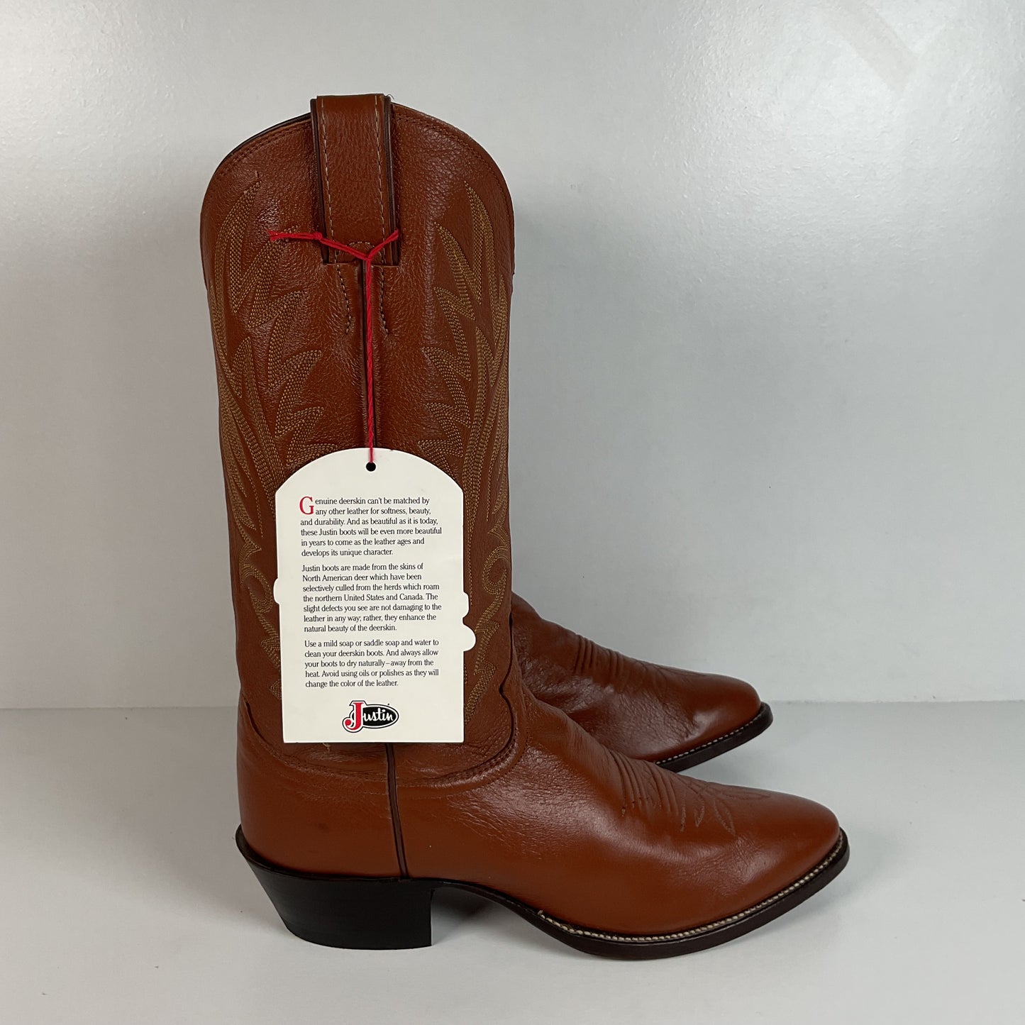 Vintage Justin Cowboy Boots | Deer Skin | USA Made | Men’s 9 D