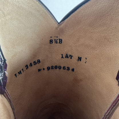 Vintage Larry Mahan Tall Purple Cowgirl Boots 8.5 B USA Made Lizard Teju