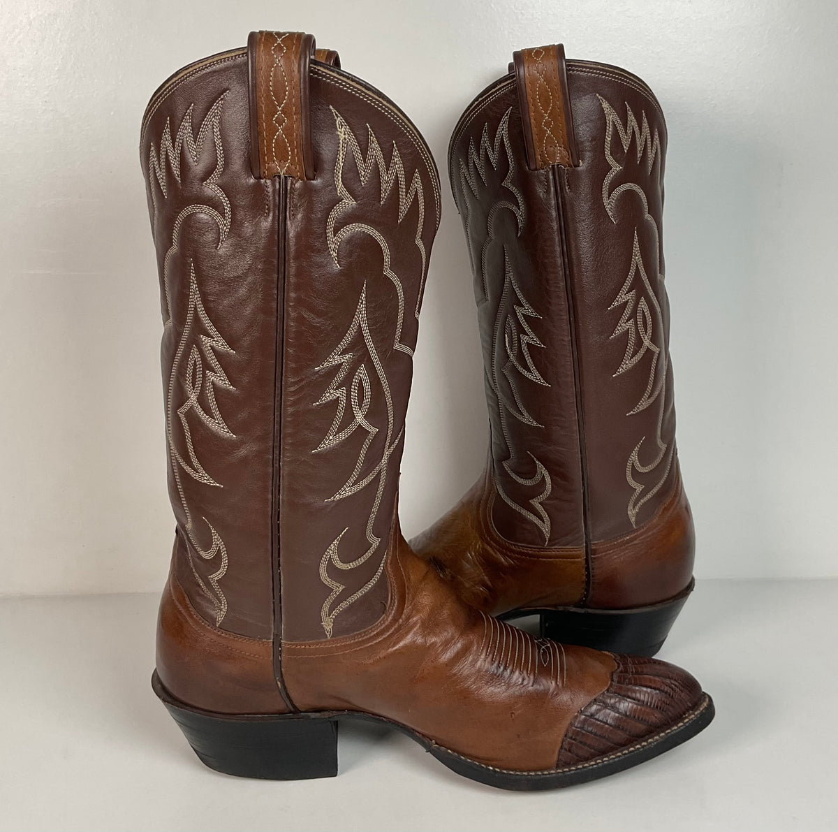 Vintage Tony Lama Lizard Wingtip Cowboy Boots | Gold Label | Men’s 9.5 D