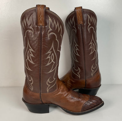Vintage Tony Lama Lizard Wingtip Cowboy Boots | Gold Label | Men’s 9.5 D