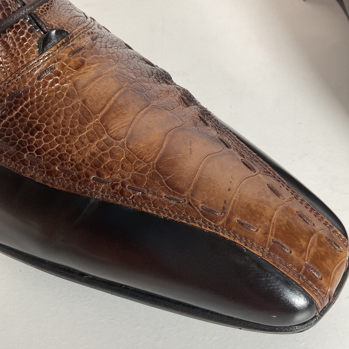 Mezlan Exotic Ostrich Leg Loafer Shoes 9.5 M Recrafted
