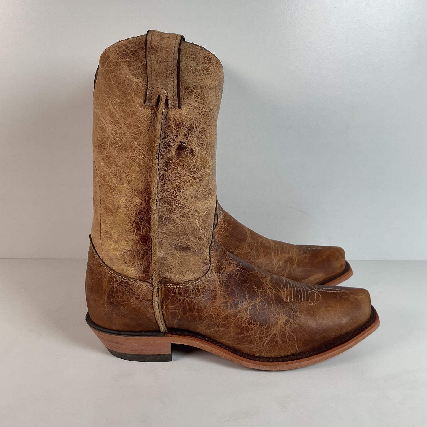 Justin Tan Road Cowboy Boots | Bent Rail | USA Made | Square Toe | Men’s 11 D