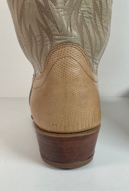 Vintage Dan Post Monitor Lizard Cowboy Boots | Golden Spur Collection | Blonde | 10 D