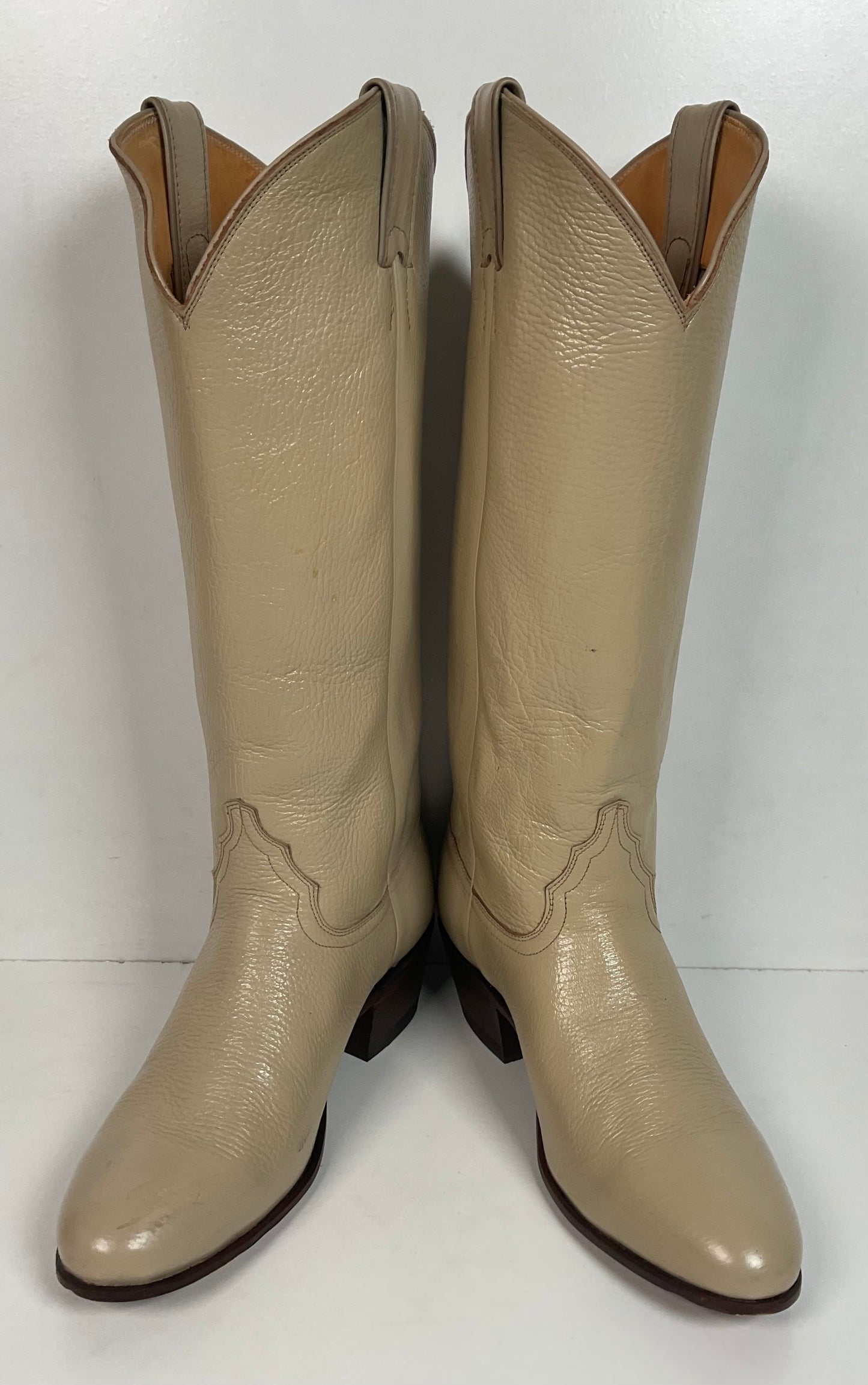 Justin Women’s Tall Bone Leather Cowgirl Boots 8 B USA Made