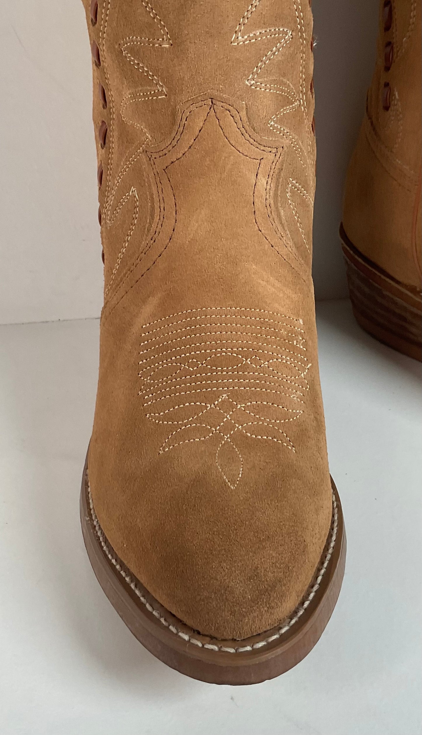 Vintage Sears Suede Cowboy Boots | Rough Out | Buck Stitch | USA Made | 9 D