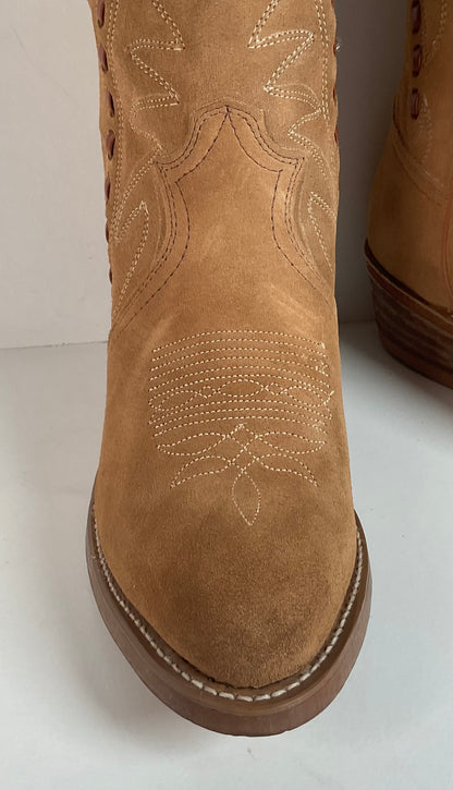 Vintage Sears Suede Cowboy Boots | Rough Out | Buck Stitch | USA Made | 9 D