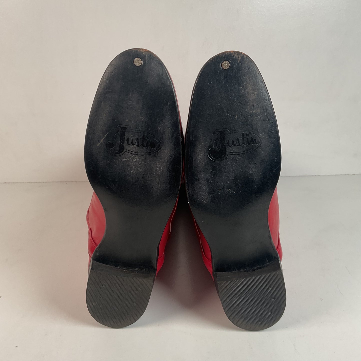 Vintage Justin Ruby Red Riding Boots 8.5 AA (Extra Narrow) USA Made Campus