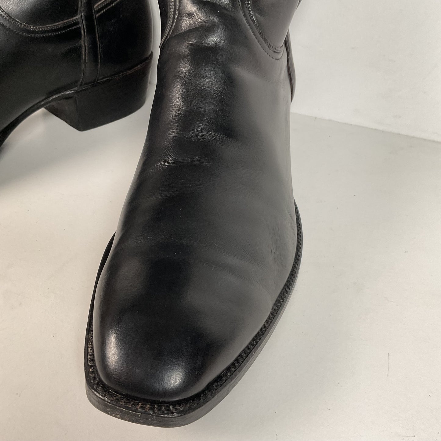 Vintage Lucchese French Toe Cowboy Boots | Black Calf | USA Made | Men’s 11 C