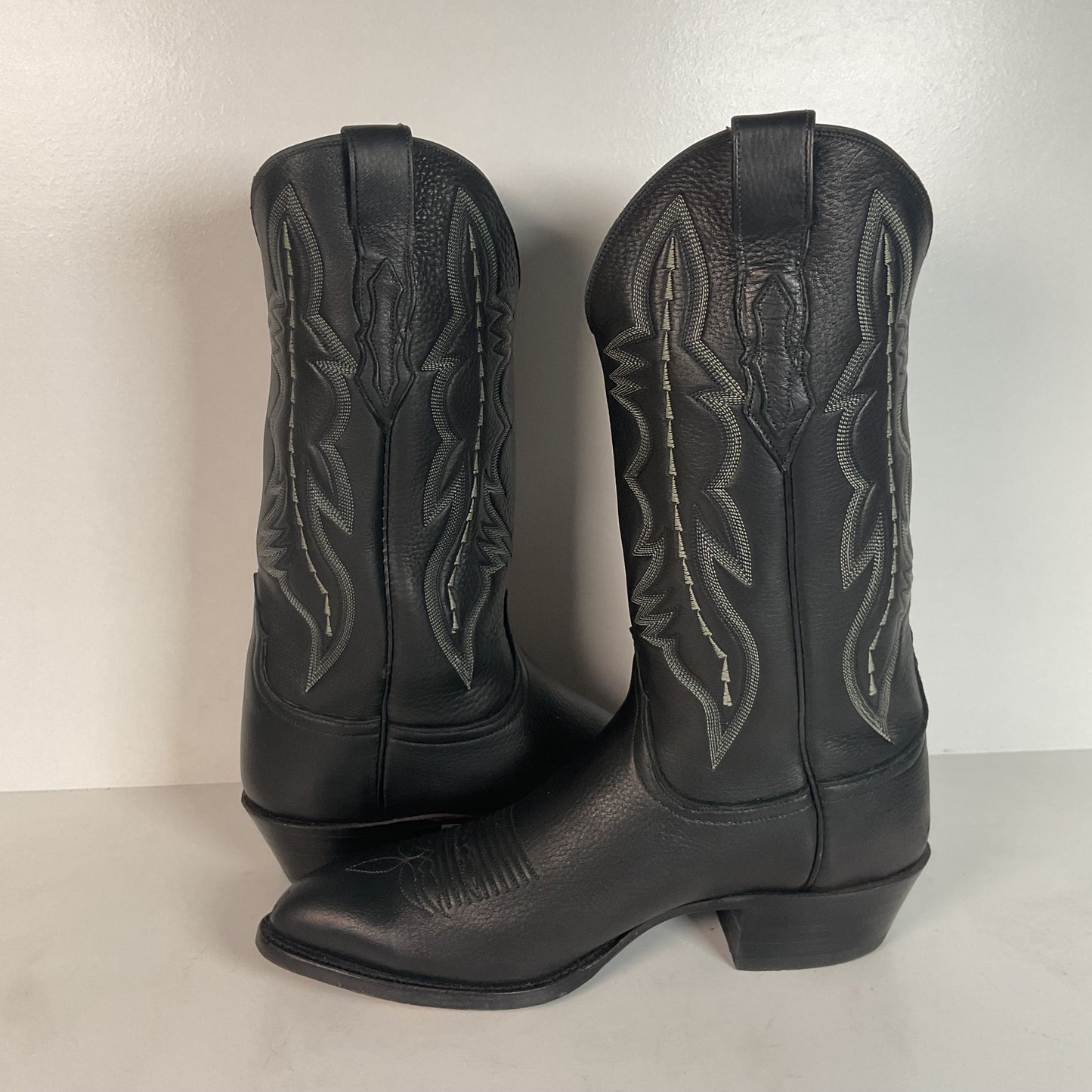 Lucchese 2000 Elk Skin Cowboy Boots | USA Made | Black | Original Box | 9.5 EE