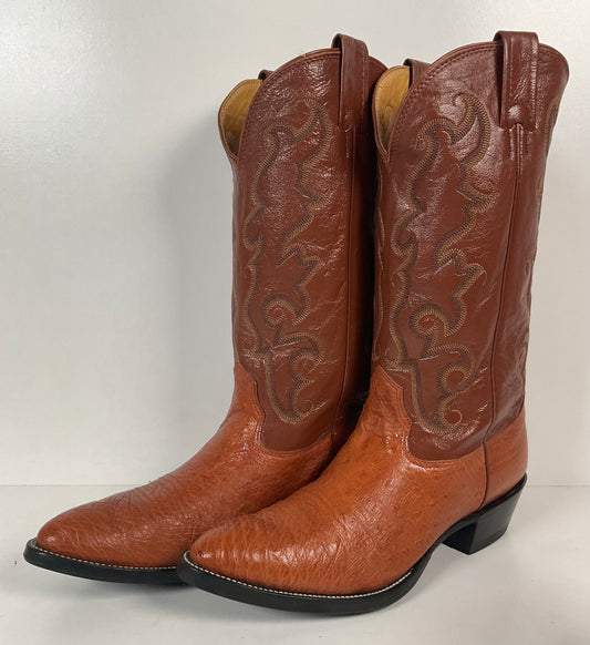 Vintage Nocona Exotic Smooth Ostrich Cowboy Boots Men’s 10.5 C Peanut Brittle