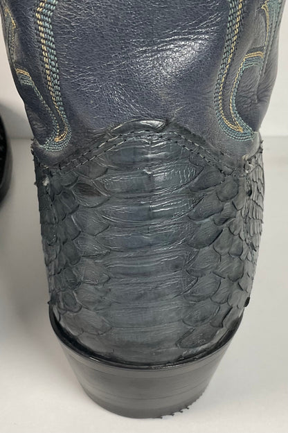 Vintage Nocona Dark Blue Python Snakeskin Cowboy Boots 12 D USA Made