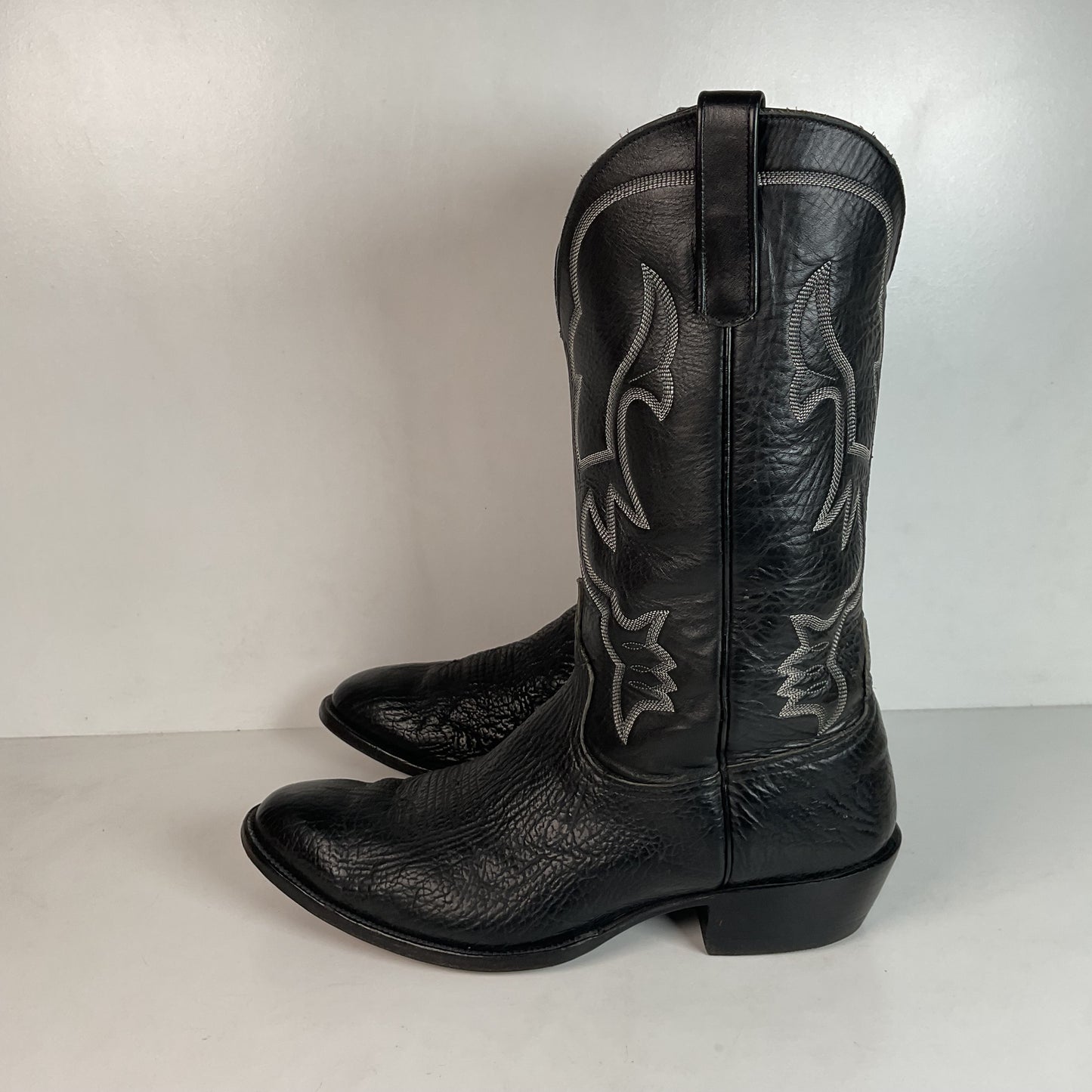 Anderson Bean Black Bullhide Cowboy Boots 12 EE USA Made