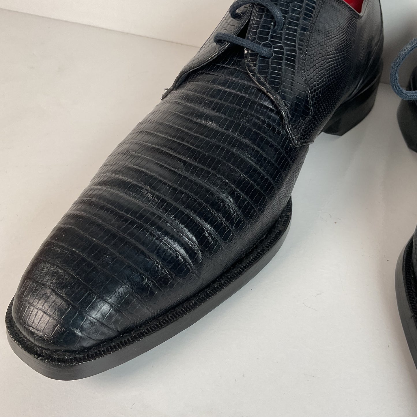 Mezlan Dark Blue Teju Lizard Derby Shoes 9 M Loafer Recraft