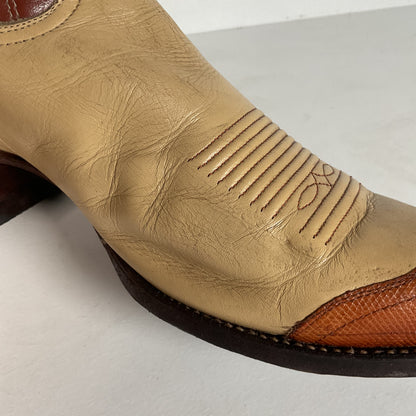 Vintage Tony Lama Urban Cowboy Boots | Teju Lizard Wingtip | Gold Label | 10 D