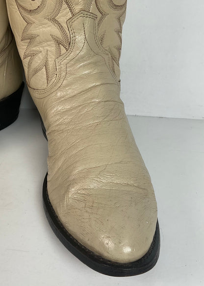 Vintage Dan Post Smooth Ostrich Cowboy Boots | Exotic | USA Made | 10.5 D