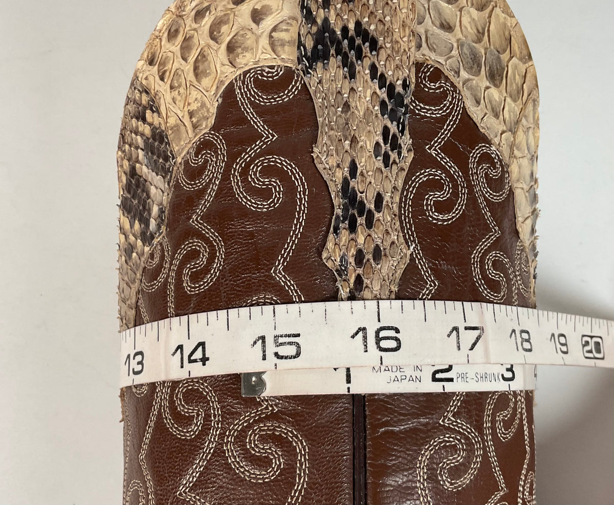 Vintage Longhorn Cowboy Boots | Python Snakeskin | Tooled Overlays | Men’s 9 D
