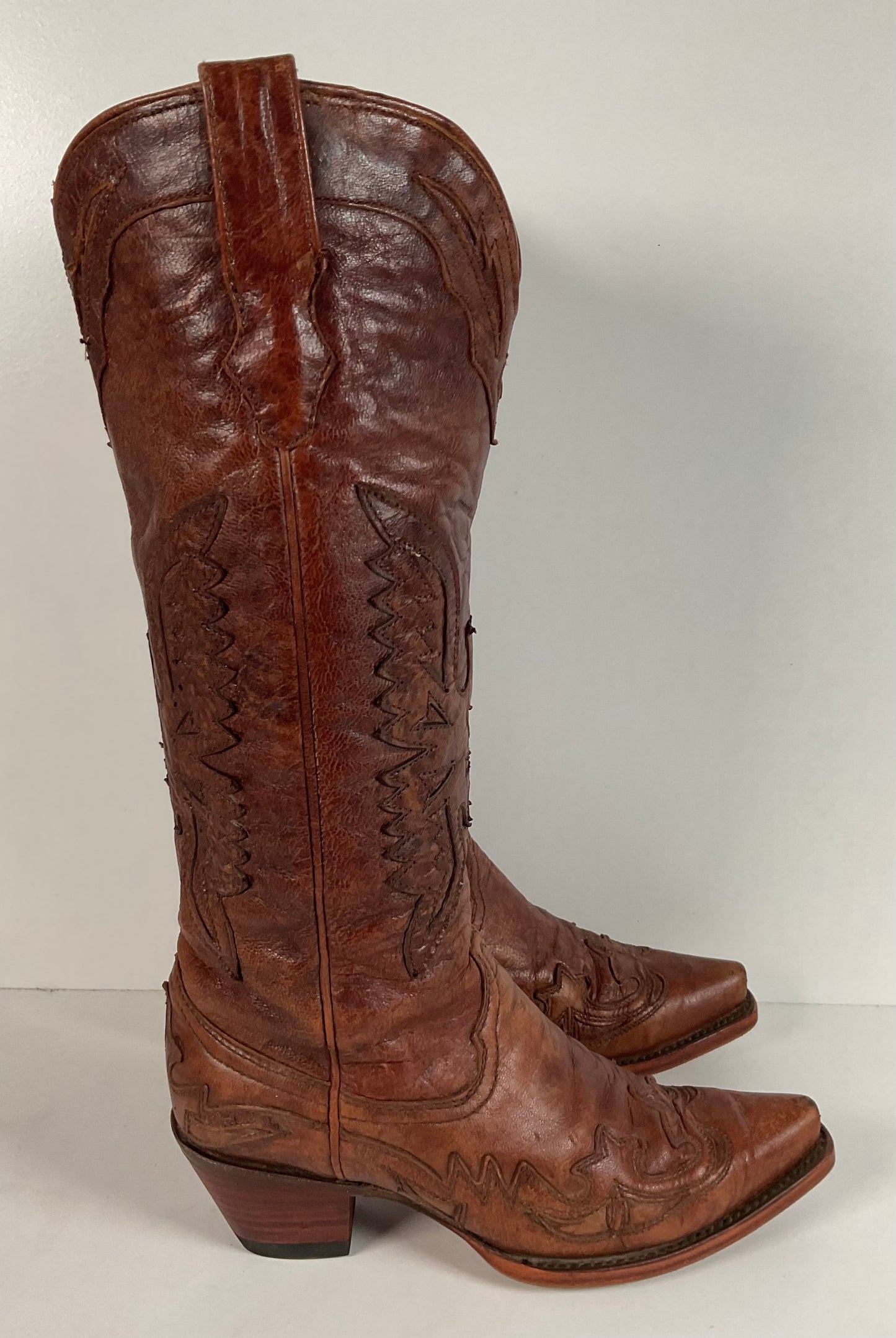 Corral Distressed Leather Thunderbird Cowgirl Boots 8.5 M Overlay Tall