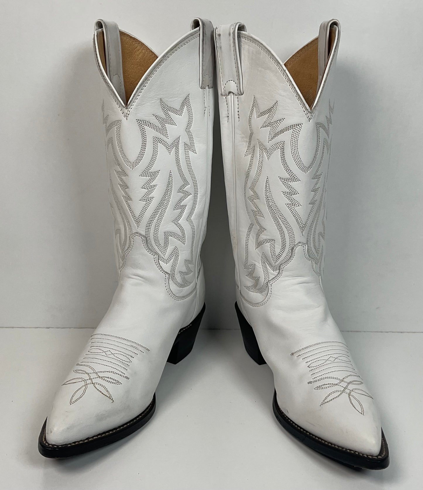 Justin Wedding White Cowgirl Boots 8 B USA Made