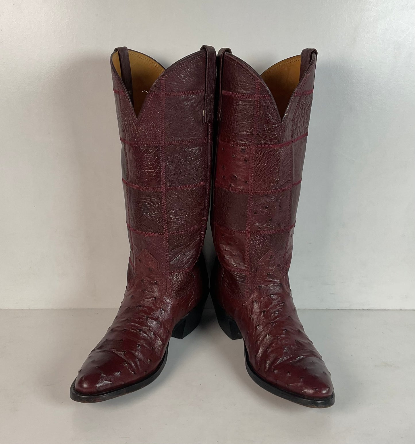 Vintage Nocona Exotic Ostrich Quill Cowgirl Boots 5 C Quilted Patchwork USA