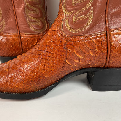Vintage Tony Lama Python Snakeskin Cowboy Boots | Gold Label | Men’s 8 D