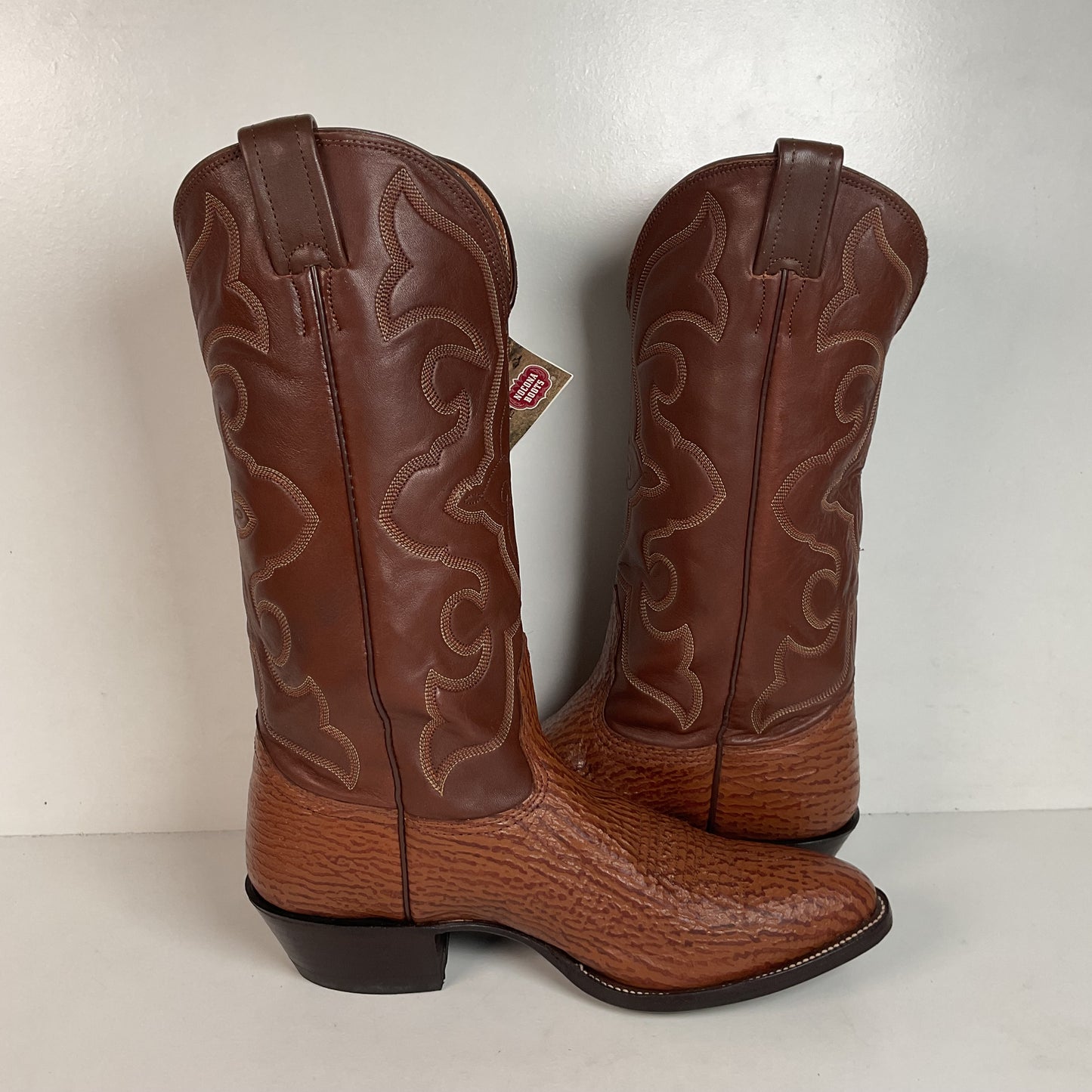 Vintage Nocona Shark Skin Cowboy Boots 9 E USA Made Exotic