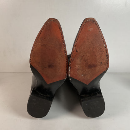 Vintage Dan Post Black Cherry Cowboy Boots — Tooled Inlay — 11 D