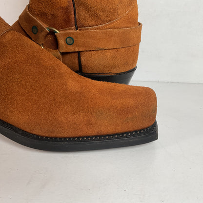 1970s Texas Suede Harness Boots 9 D USA Made Rough Out