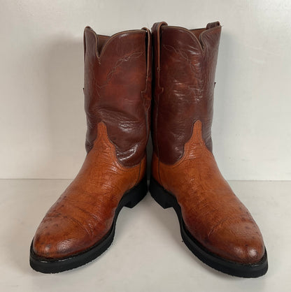 Vintage Lucchese Smooth Ostrich Roper Boots 9 D Crepe Sole Recraft Exotic