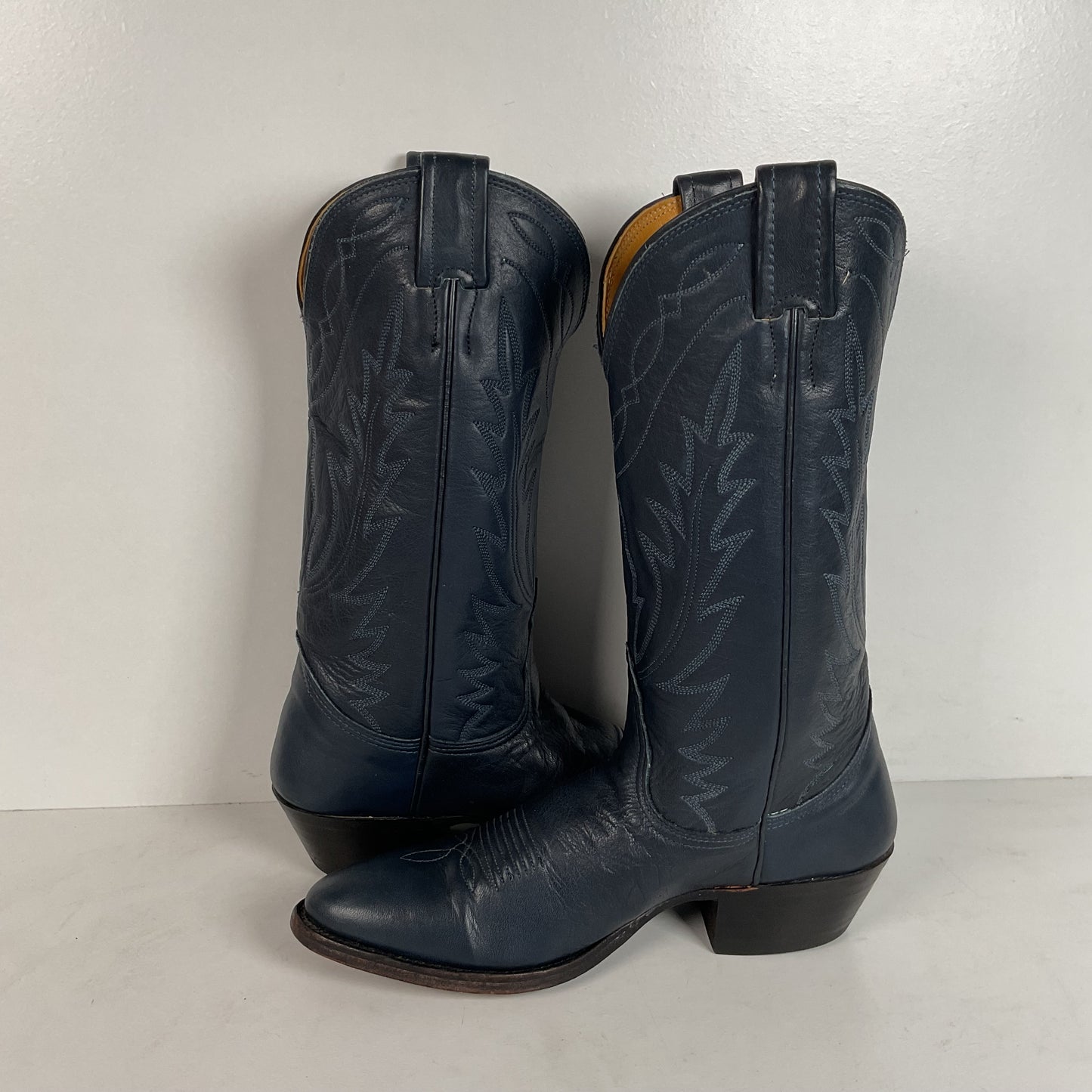 Vintage Nocona Deertan Cowboy Boots | USA Made | Blue | Men’s 6 B | Women’s 7