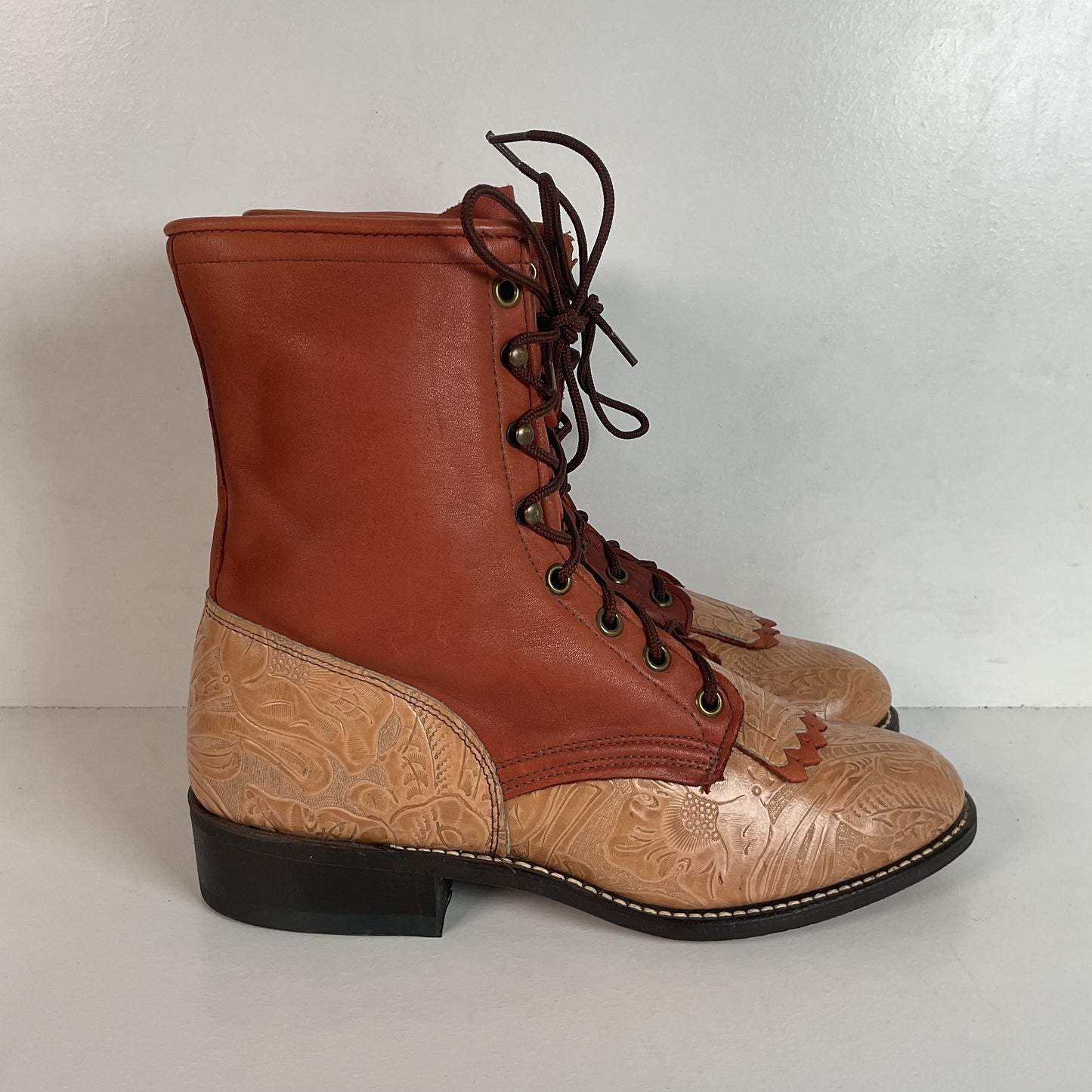 Vintage Laredo Women’s Kiltie Packer Boots 8 M Granny Tooled