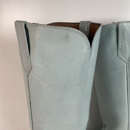 Custom Tall Top Cowboy Boots 11 Wide Shooter Style Off White