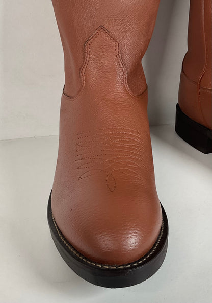 Vintage Nocona Pig Skin Cowboy Boots | Rust Brown | USA Made | Men’s 10 EEE