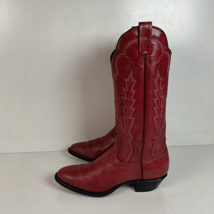 Vintage Panhandle Slim Red Cowgirl Boots 6.5 B Hand Crafted