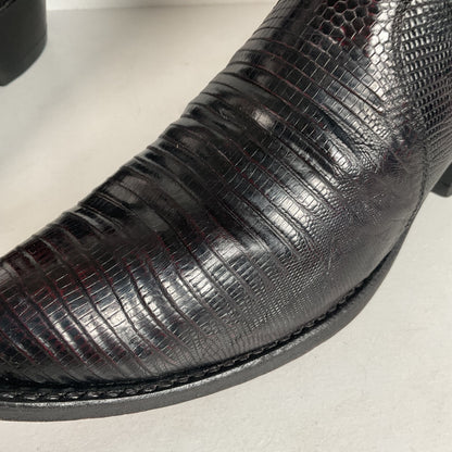 Vintage Dan Post Teju Lizard Cowboy Boots | USA Made | Black Cherry | Men’s 9 D