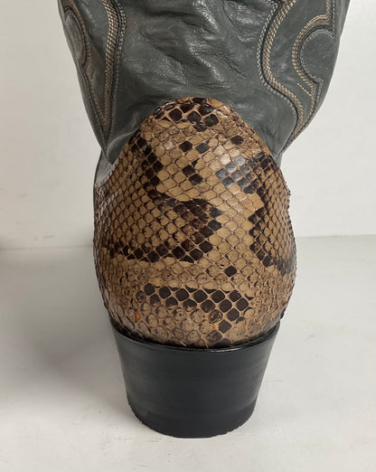 Vintage Larry Mahan Python Snakeskin Cowboy Boots | Reticulated | Men’s 12 D