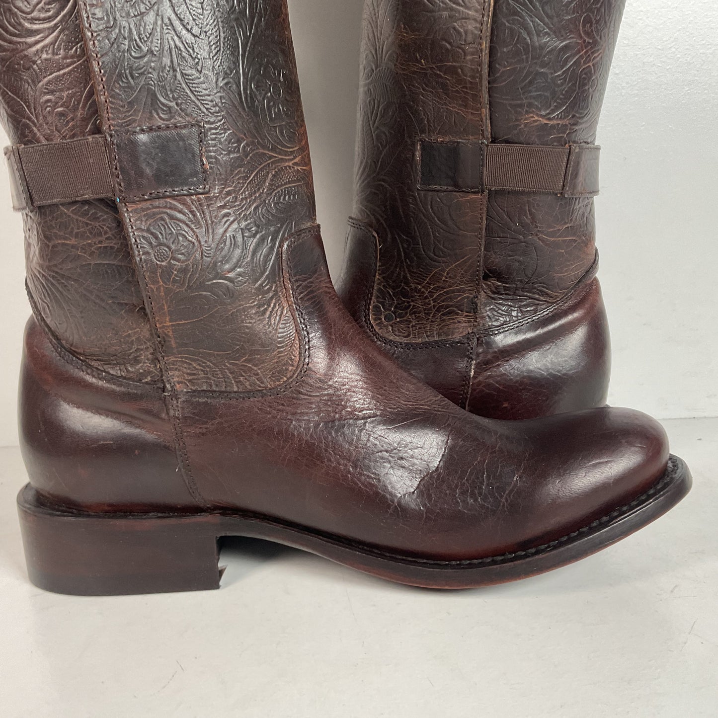 J.B. Dillon Western Riding Boots | Triple Buckle | Tooled | Women’s 8 B