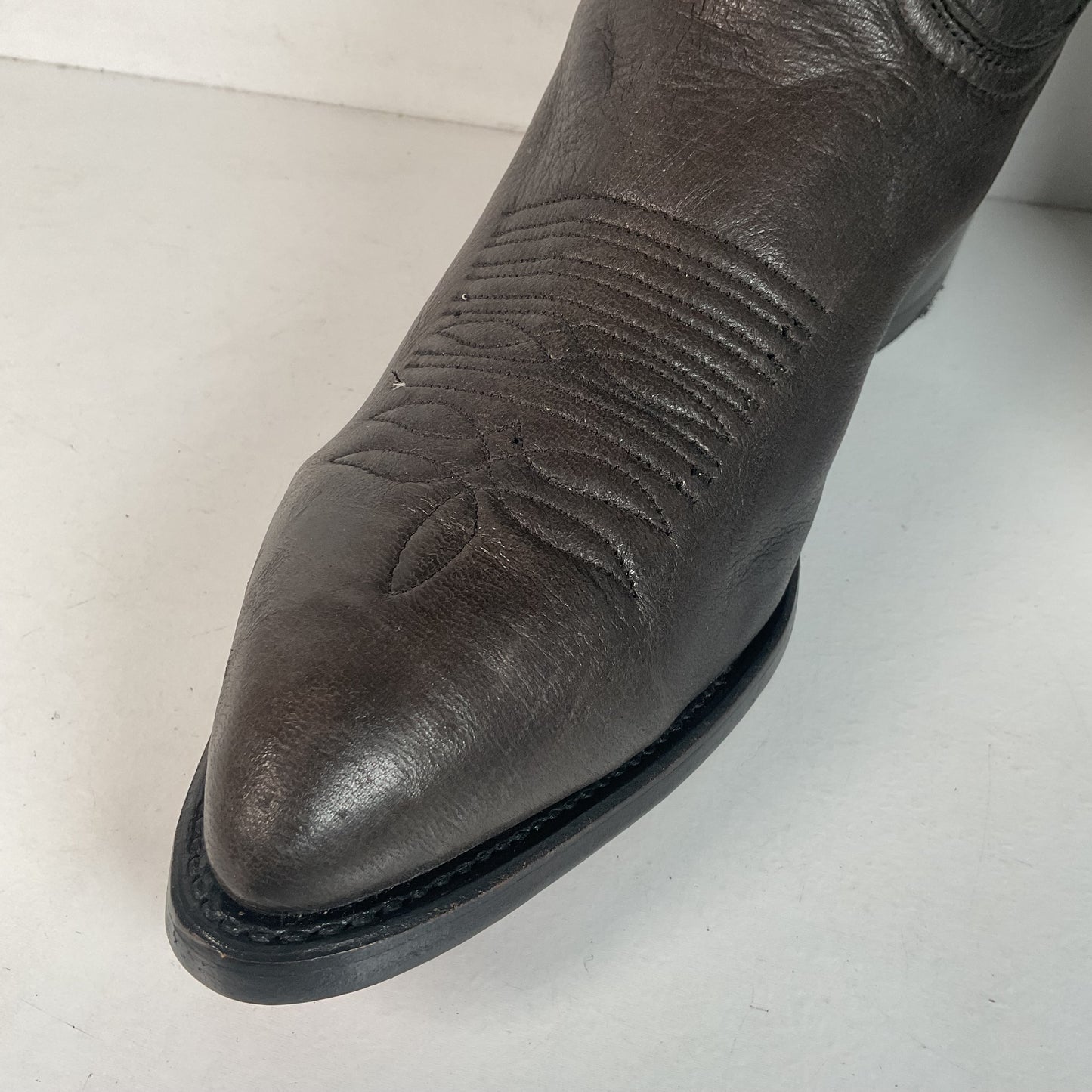 Vintage Wrangler Dark Grey Cowboy Boots 10 D Soft Tennessee Deer Skin