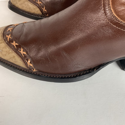 Vintage 1960s Tony Lama Wingtip Cowboy Boots 9 D Gold Label Recraft