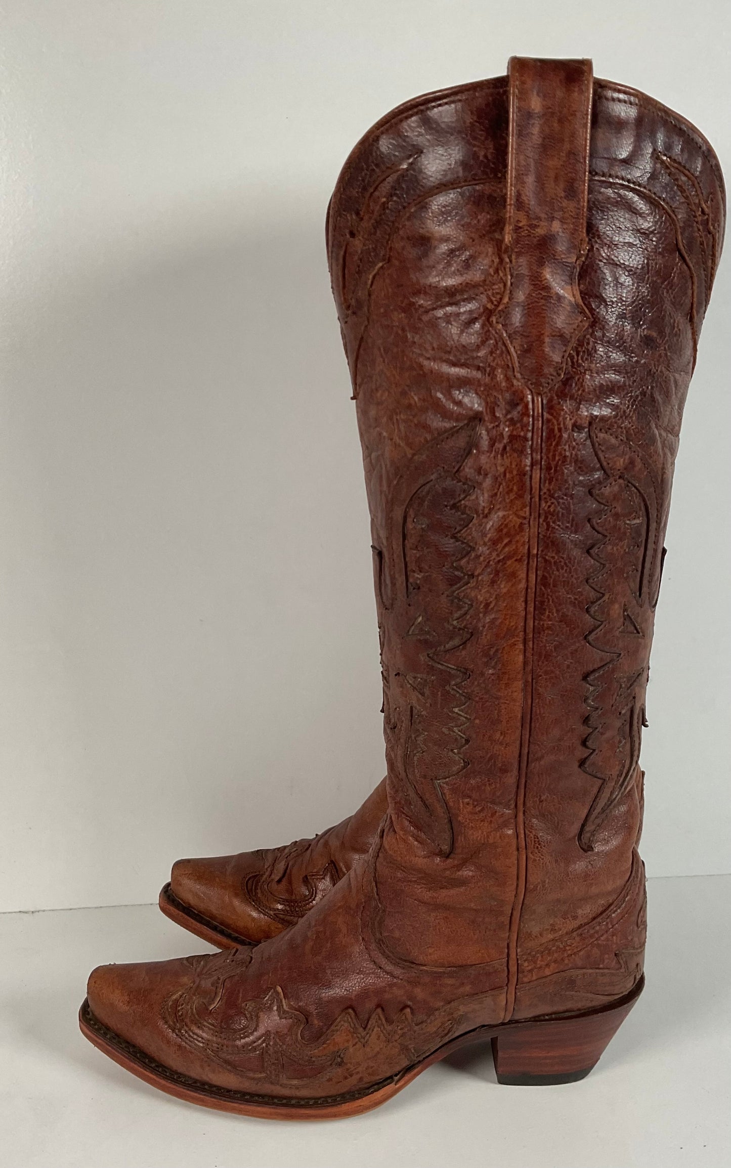 Corral Distressed Leather Thunderbird Cowgirl Boots 8.5 M Overlay Tall