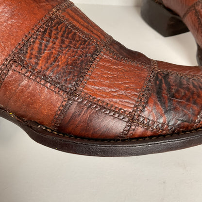 Vintage Sanders Shark Patchwork Cowboy Boots | Exotic | Extra Narrow | 11.5 AA