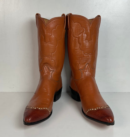 Vintage Tony Lama Maple Leaf Cowboy Boots | Lizard Tip | Narrow | Men’s 8 | Women’s 9