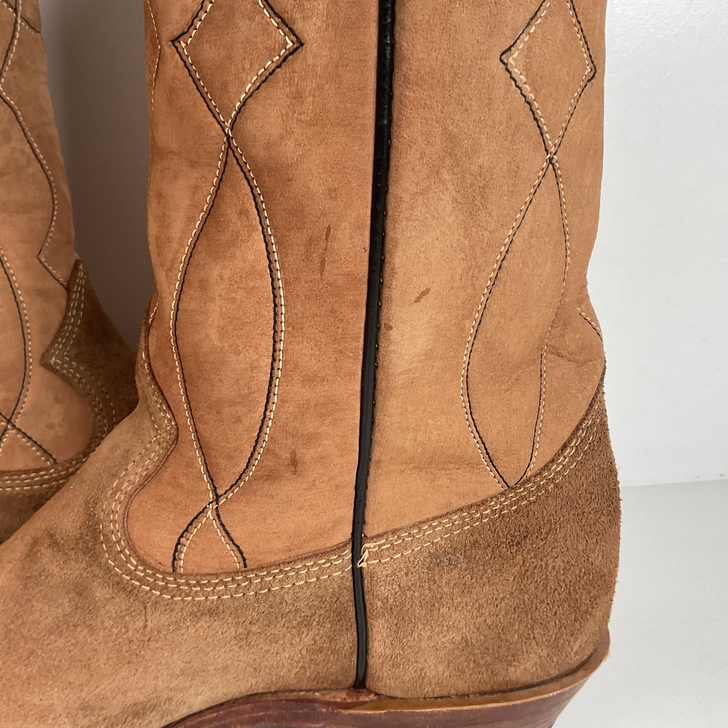 Vintage Sears Suede Cowboy Boots | Rough Out | 1960s-1970s | USA Made | 10 D