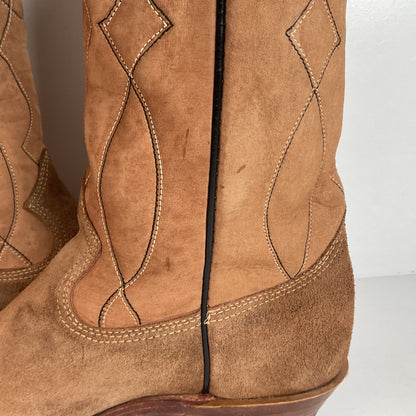 Vintage Sears Suede Cowboy Boots | Rough Out | 1960s-1970s | USA Made | 10 D