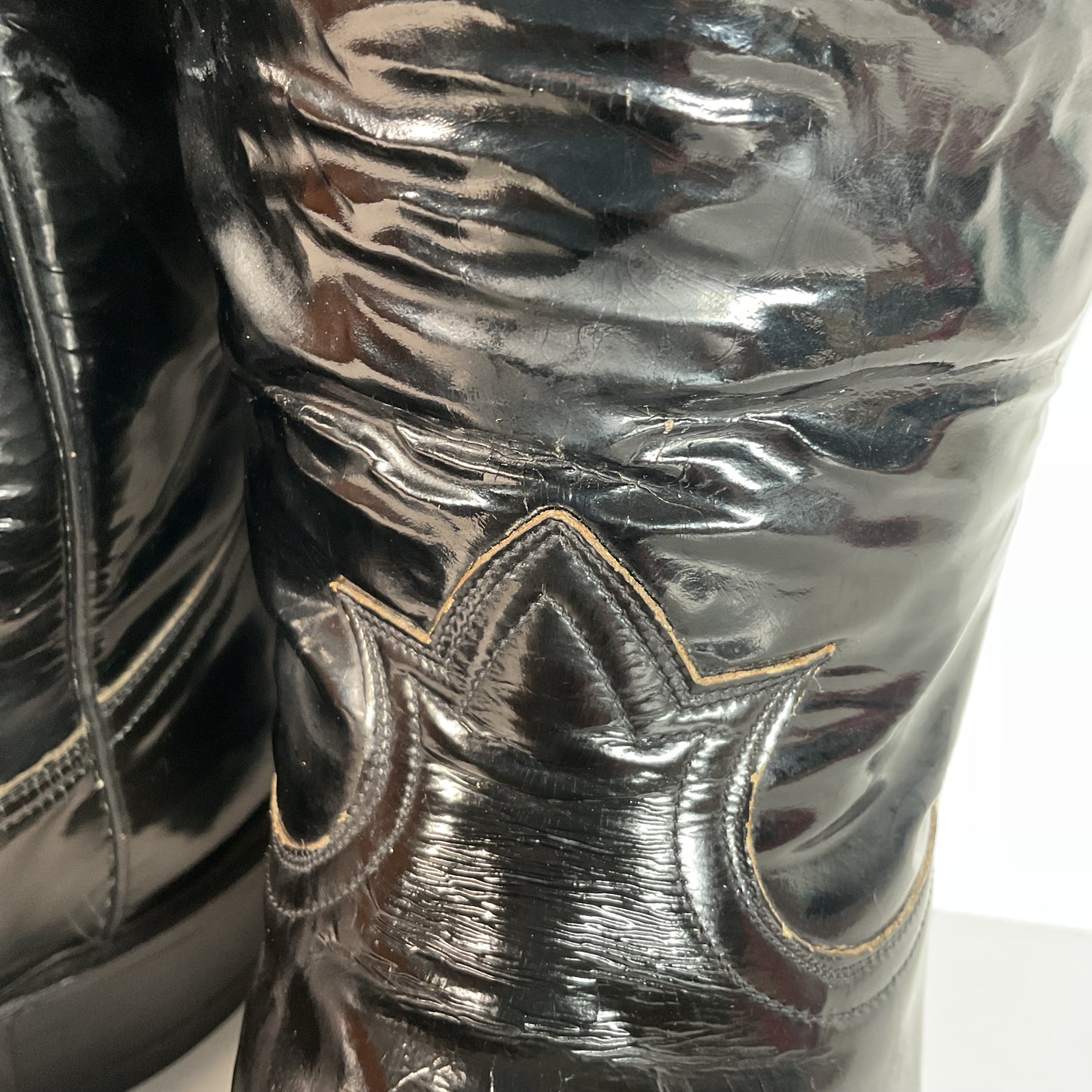 Late 1960s Tony Lama Patent Leather Cowboy Boots 10.5 D Glossy USA Made