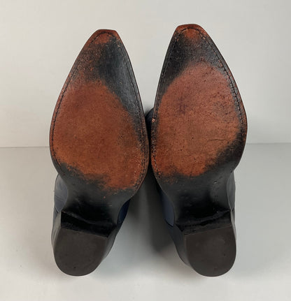 Vintage Nocona Deertan Cowboy Boots | USA Made | Blue | Men’s 7.5 | Women’s 8.5