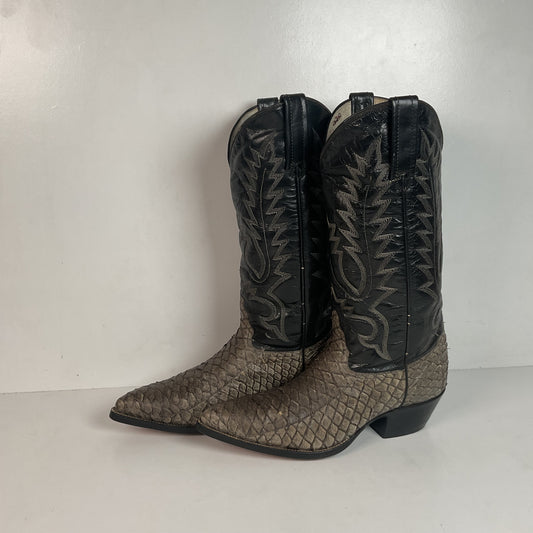 Pirarucu Fish Cowboy Boots Men’s 6.5 | Women’s 7.5 Inverted Cut Exotic Bass