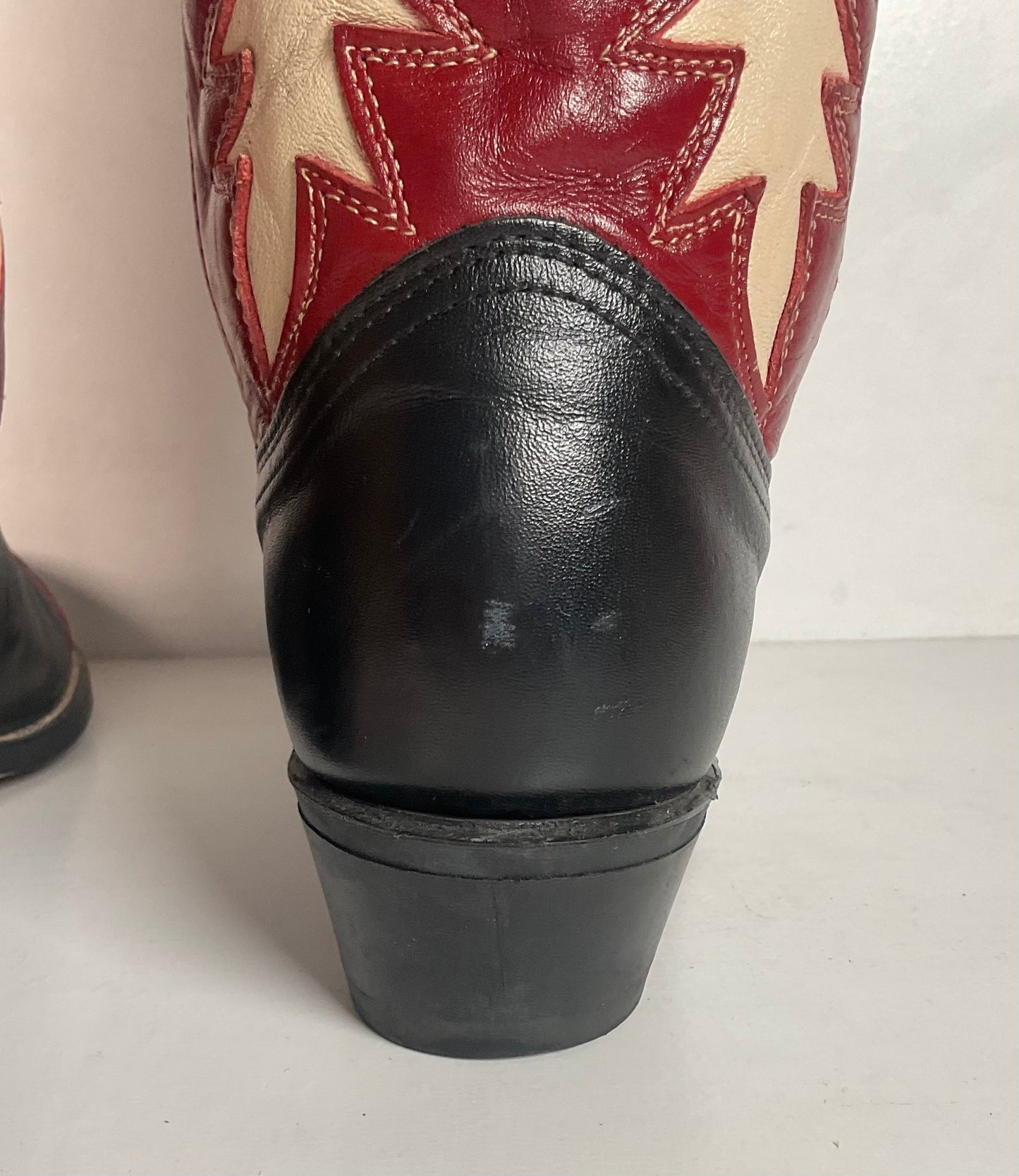Vintage Dingo Acme Wingtip Cowgirl Boots 7 M USA Made Tooled Inlay
