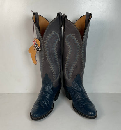 Vintage Justin Ostrich Quill Cowgirl Boots | USA Made | Royal Blue | Women’s 6.5 B