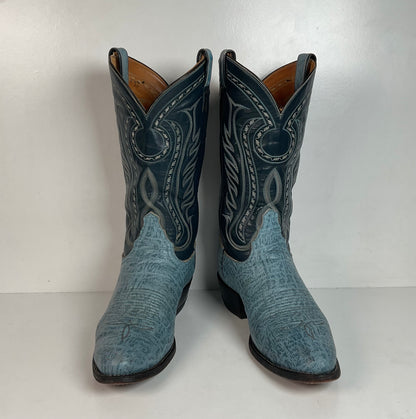 Vintage Tony Lama Blue Antelope Cowboy Boots 10.5 D Exotic Gold Label