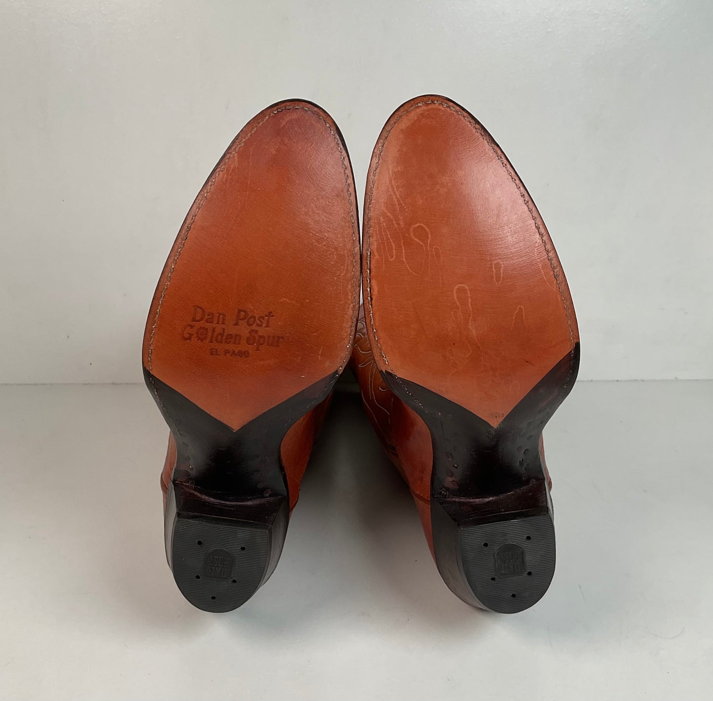 Vintage Dan Post Golden Spur Cowgirl Boots 7.5 C USA Made Lizard Teju